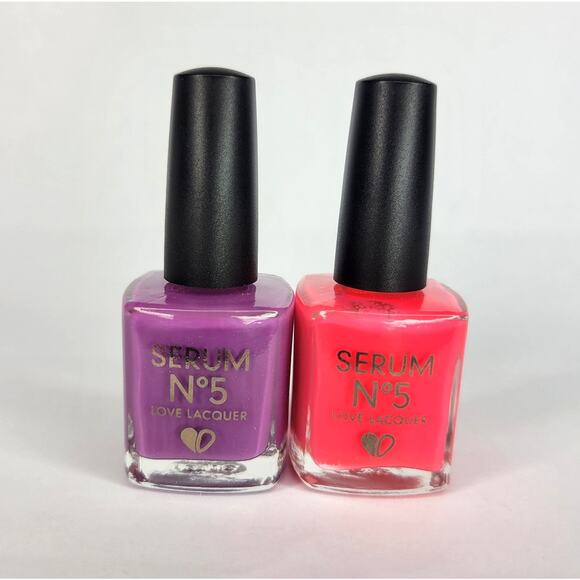 LOT of 2 NEW Serum No 5 Nail Polish "Ultra Violet" & "I Gleam in Pink" GLOW NEON - Picture 1 of 10